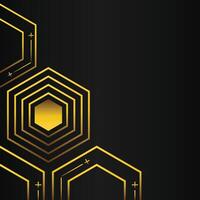 golden hexagon frame corner decoration on black background vector