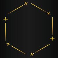 luxury black background with abstract golden geometric hexagon shape vector