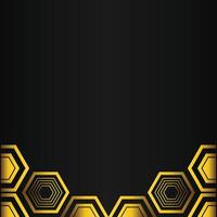 golden hexagon design on black background vector