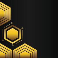 golden hexagon frame corner decoration on black background vector