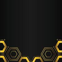golden hexagon design on black background vector