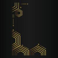 luxury black background with abstract golden geometric hexagon shape vector