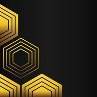 golden hexagon frame corner decoration on black background vector