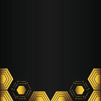 golden hexagon design on black background vector