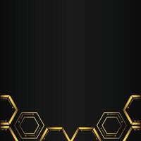 golden hexagon design on black background vector