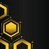 golden hexagon frame corner decoration on black background vector