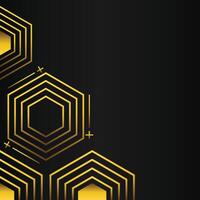 golden hexagon frame corner decoration on black background vector