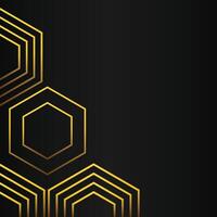 golden hexagon frame corner decoration on black background vector