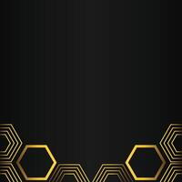 golden hexagon design on black background vector