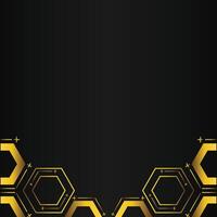 golden hexagon design on black background vector