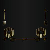 luxury black background with abstract golden geometric hexagon shape vector