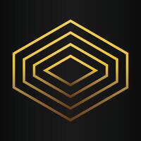 luxury black background with abstract golden geometric hexagon shape vector