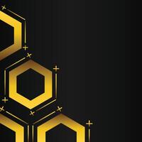 golden hexagon frame corner decoration on black background vector