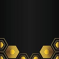 golden hexagon design on black background vector
