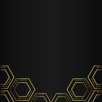 golden hexagon design on black background vector