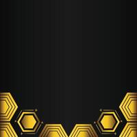 golden hexagon design on black background vector