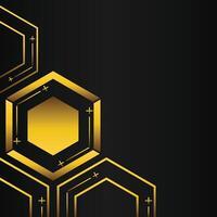 golden hexagon frame corner decoration on black background vector