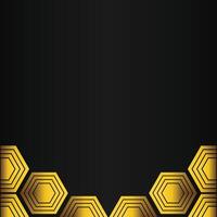 golden hexagon design on black background vector