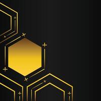 golden hexagon frame corner decoration on black background vector
