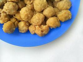 Meatballs or Bakso, made from minced beef and tapioca flour. Food preparation photo
