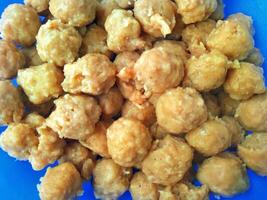 Meatballs or Bakso, made from minced beef and tapioca flour. Food preparation photo