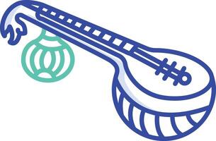 Veena outline color illustration vector