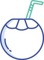 Tender coconut outline color illustration vector