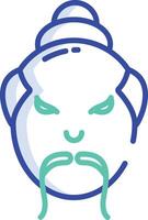 Samurai outline color illustration vector