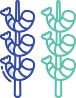 grilled shrimp outline color illustration vector