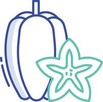 Star Fruit outline color illustration vector