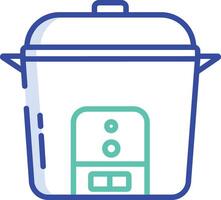 Rice cooker outline color illustration vector