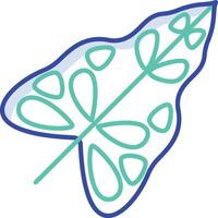 Caladium Leaf outline color illustration vector