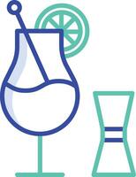 Cocktail outline color illustration vector