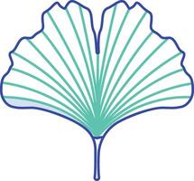 Ginkgo Leaf outline color illustration vector