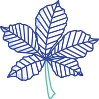 Chestnut Leaf outline color illustration vector