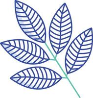 Rowan Leaf outline color illustration vector