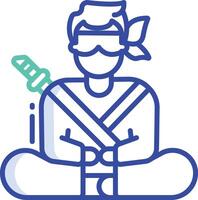 Ninja outline color illustration vector