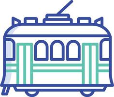 Tram outline color illustration vector