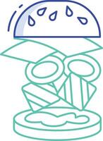 burger levitation outline color illustration vector