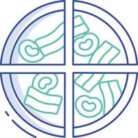 pizza bacon slice outline color illustration vector