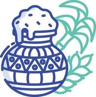 Pongal pot outline color illustration vector