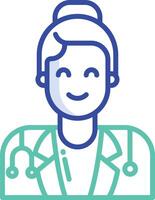 Female Doctor outline color illustration vector