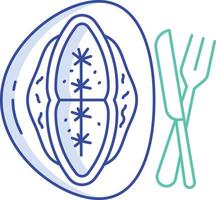 white halibut outline color illustration vector