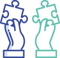 Puzzle Pieces outline color illustration vector
