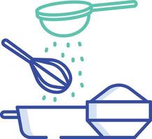 Flour whisking outline color illustration vector