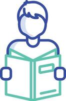 School Boy Reading outline color illustration vector