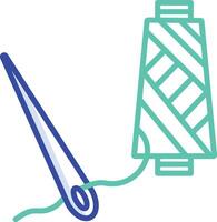 Needle with thread outline color illustration vector