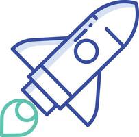 Rocket outline color illustration vector