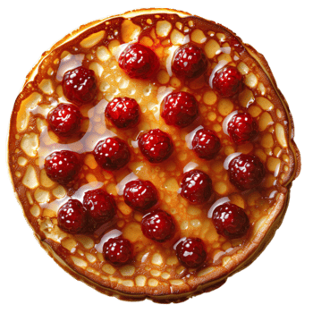 pannkaka med sylt . amerikan stil pannkakor med hallon sylt på topp . amerikan pannkaka topp se . pannkaka platt lägga isolerat png