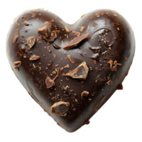 heart shaped chocolate . Heart covered in chocolate top view png